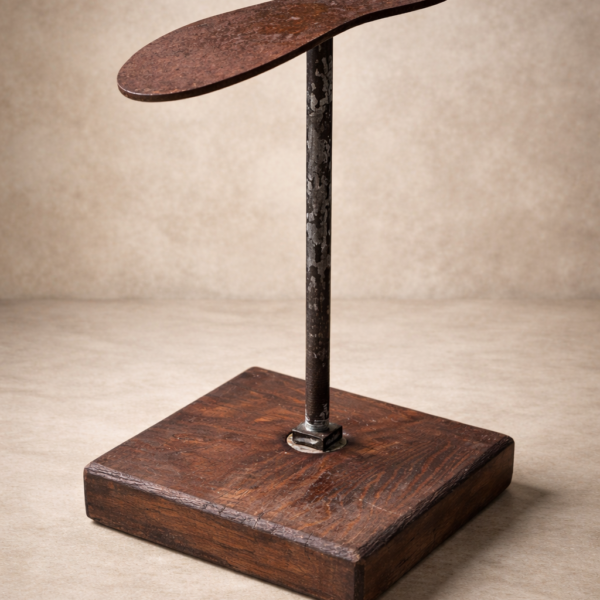 Pie de zapatero antiguo restaurado · banco bajo de madera