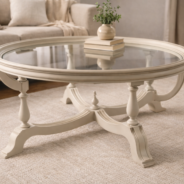 Mesa auxiliar redonda restaurada · mueble de apoyo versátil