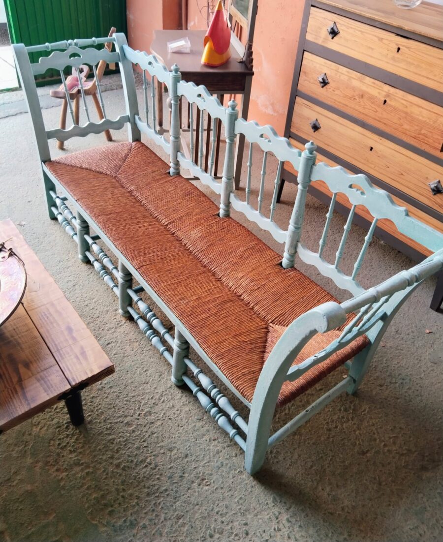 BANCO DE MADERA CON ASIENTO DE ENEA - Imagen 8