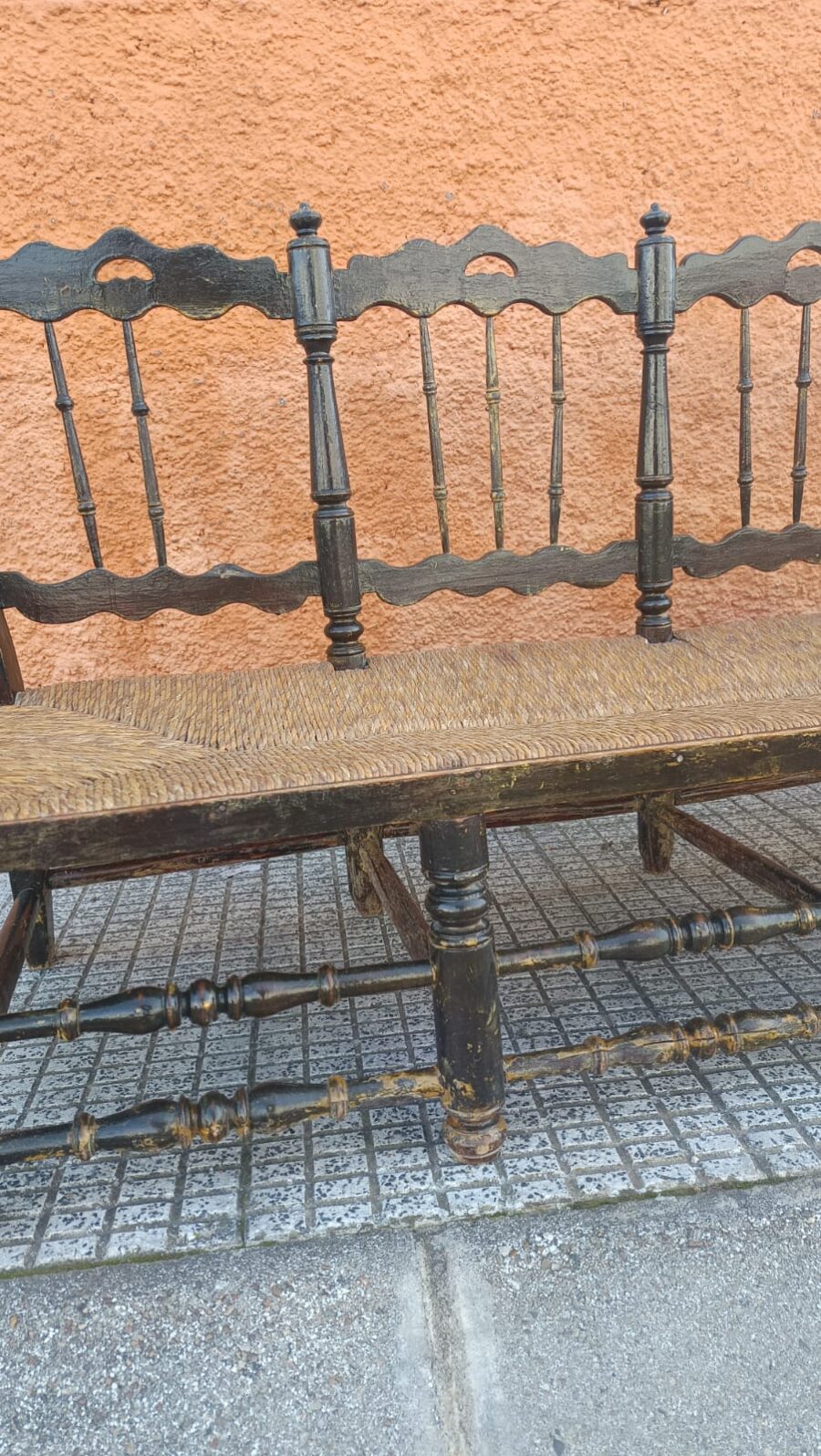 BANCO DE MADERA CON ASIENTO DE ENEA - Imagen 4