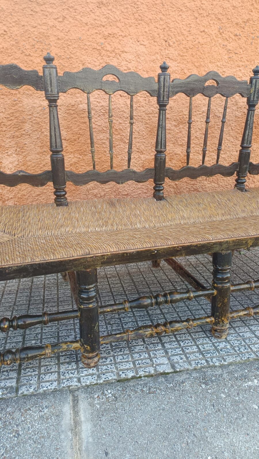 BANCO DE MADERA CON ASIENTO DE ENEA - Imagen 6