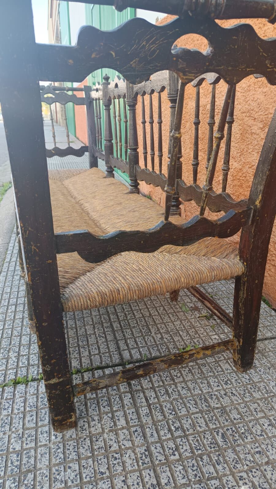 BANCO DE MADERA CON ASIENTO DE ENEA - Imagen 8