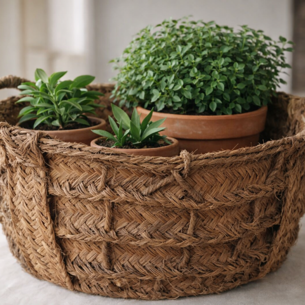 Cesto antiguo de esparto tejido a mano · Extremadura · Finales s. XIX / principios s. XX