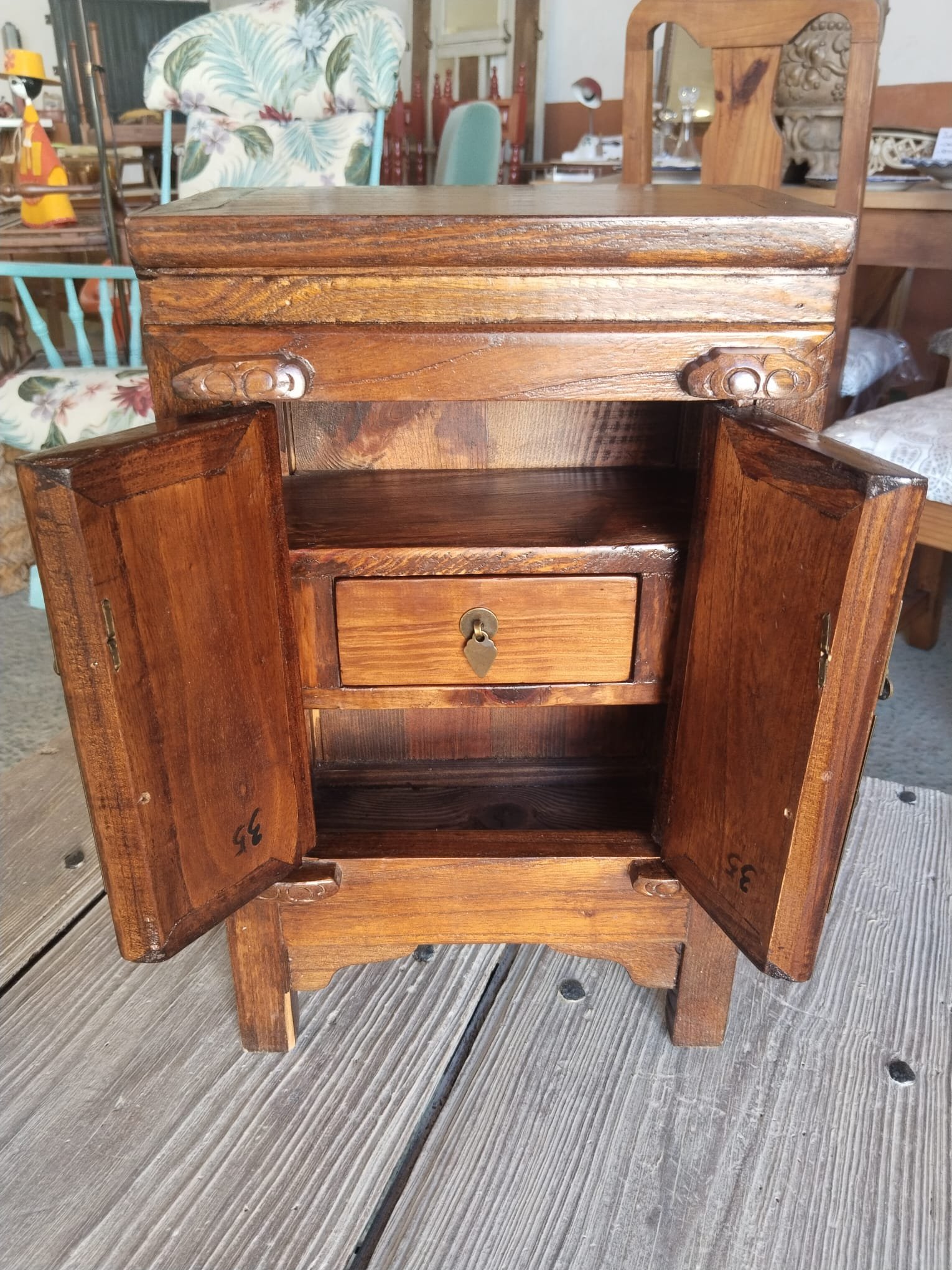 Joyero antiguo de nogal del siglo XIX – Gabinete de madera - Imagen 8