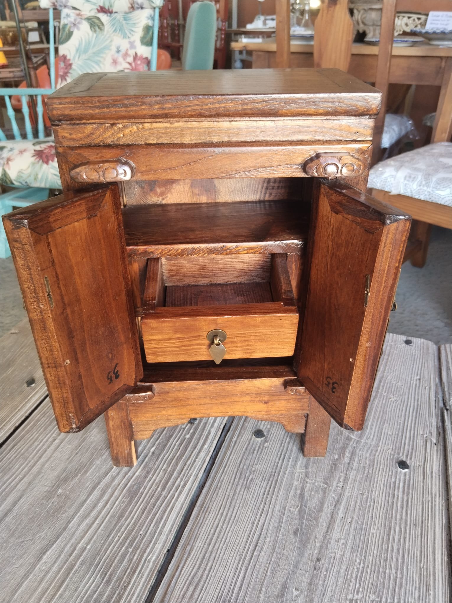 Joyero antiguo de nogal del siglo XIX – Gabinete de madera - Imagen 7